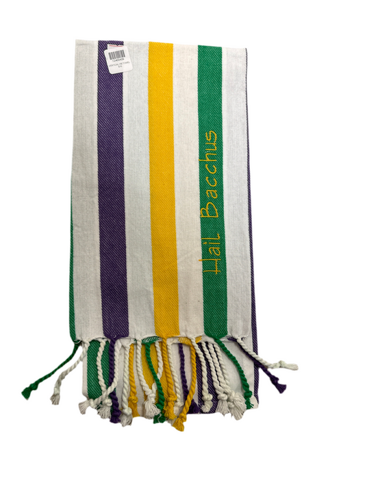 Hail Bacchus Striped Embroidered Towel