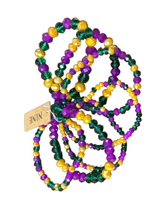 Mardi Gras Bracelets (Stretch) Set of 7