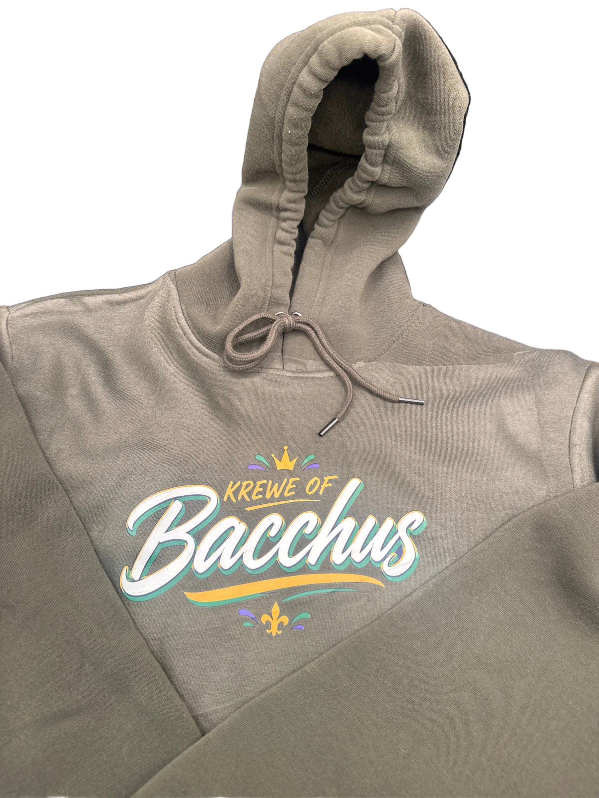Krewe of Bacchus Olive Green Pullover Hoodie