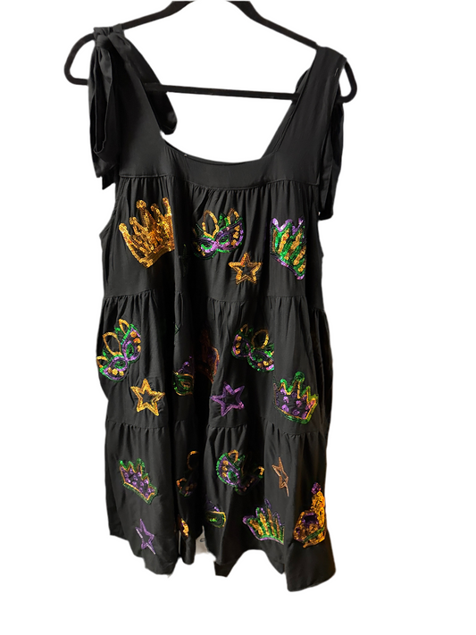 Black Sequin Mardi Gras Dress