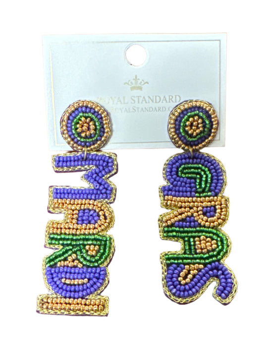 "Mardi Gras" Beaded Earrings
