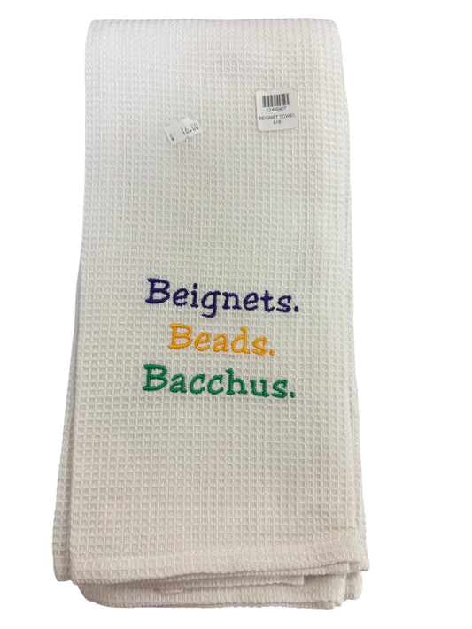 Beignets Beads Bacchus Embroidered Towel