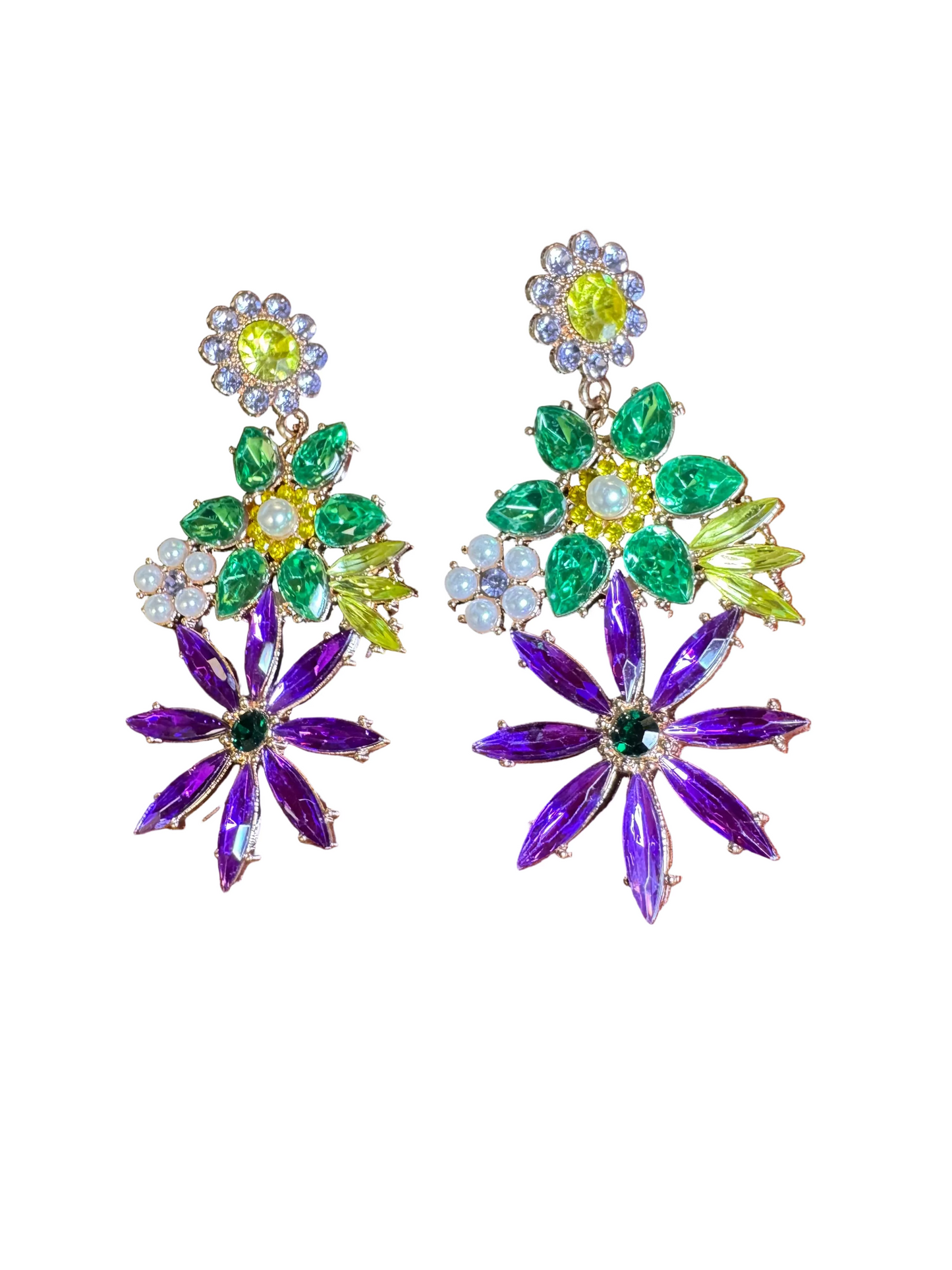 Dangle Stone Flower Earrings