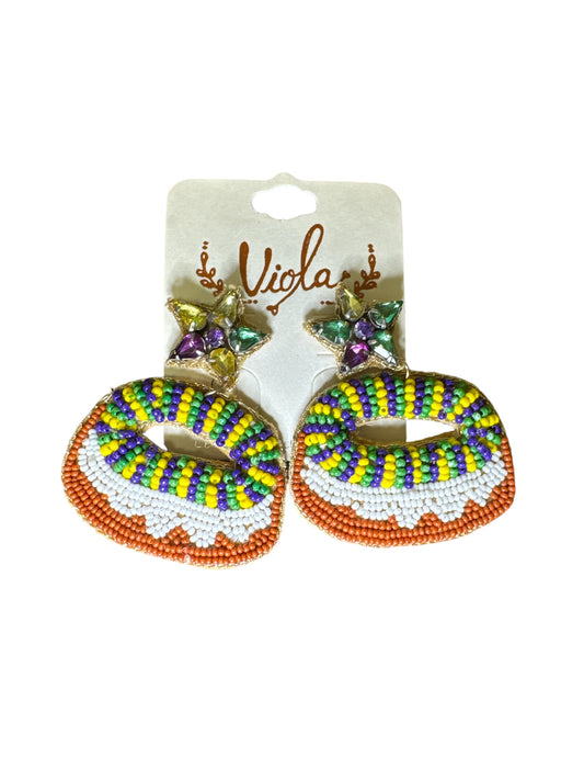 King Cake Seed Bead Earrings