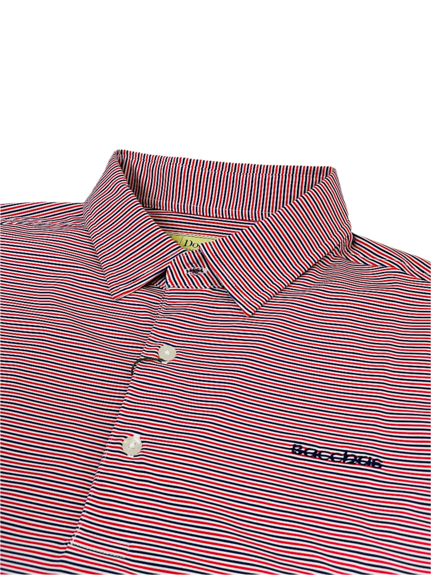 Donald Ross Roosevelt Sport Red, White & Blue Striped Golf Shirt