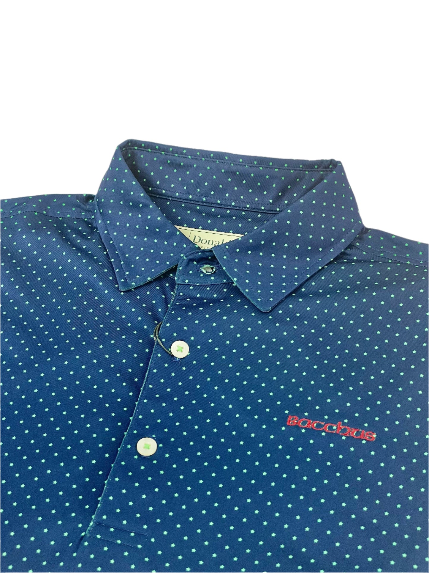 Donald Ross Navy with Green Stars Polo Shirt (Runs large)
