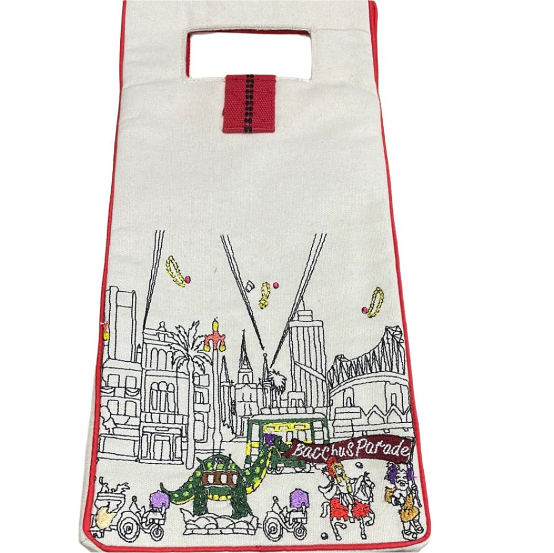 Embroidered Wine Tote