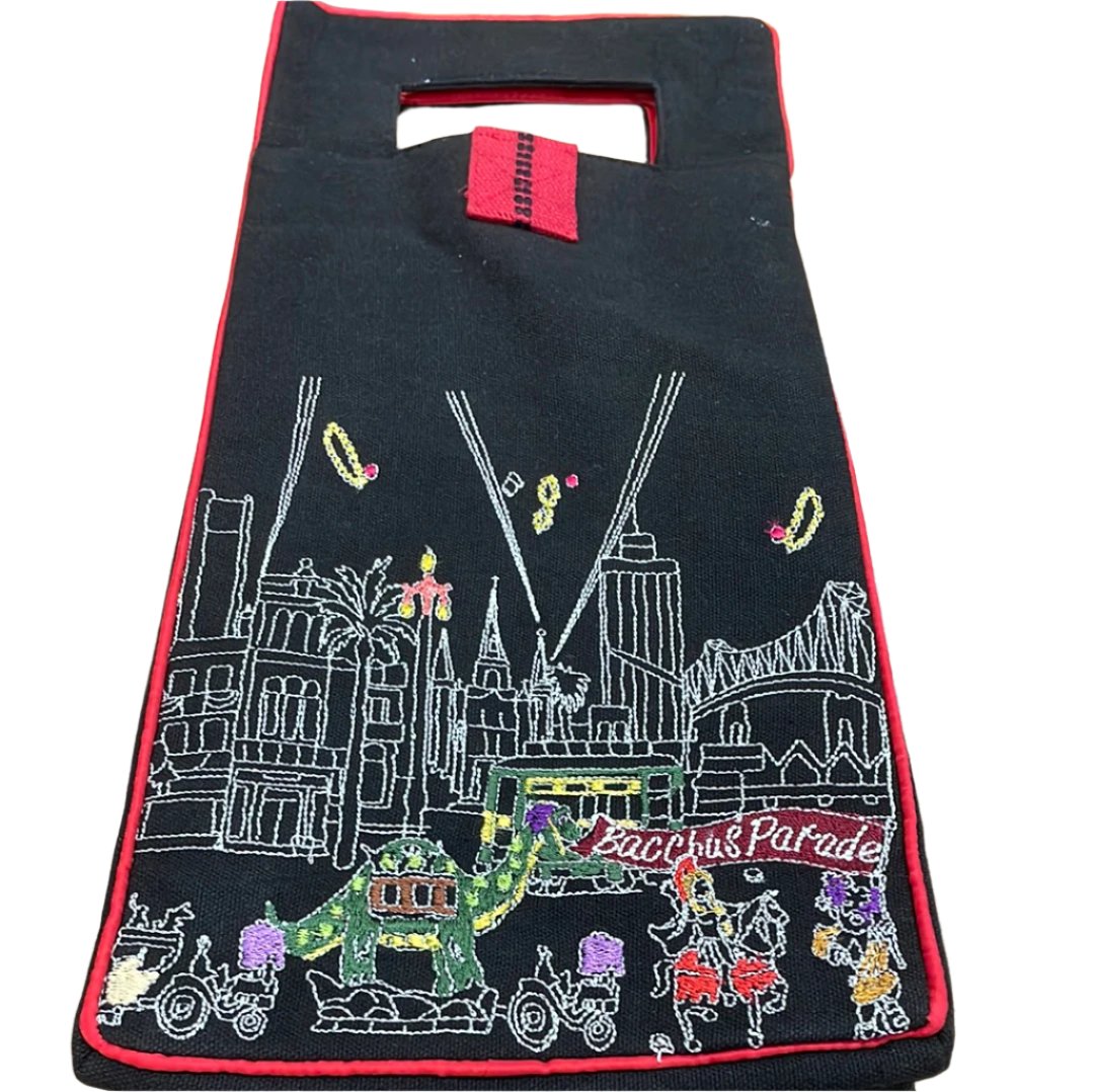 Embroidered Wine Tote