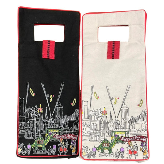 Embroidered Wine Tote