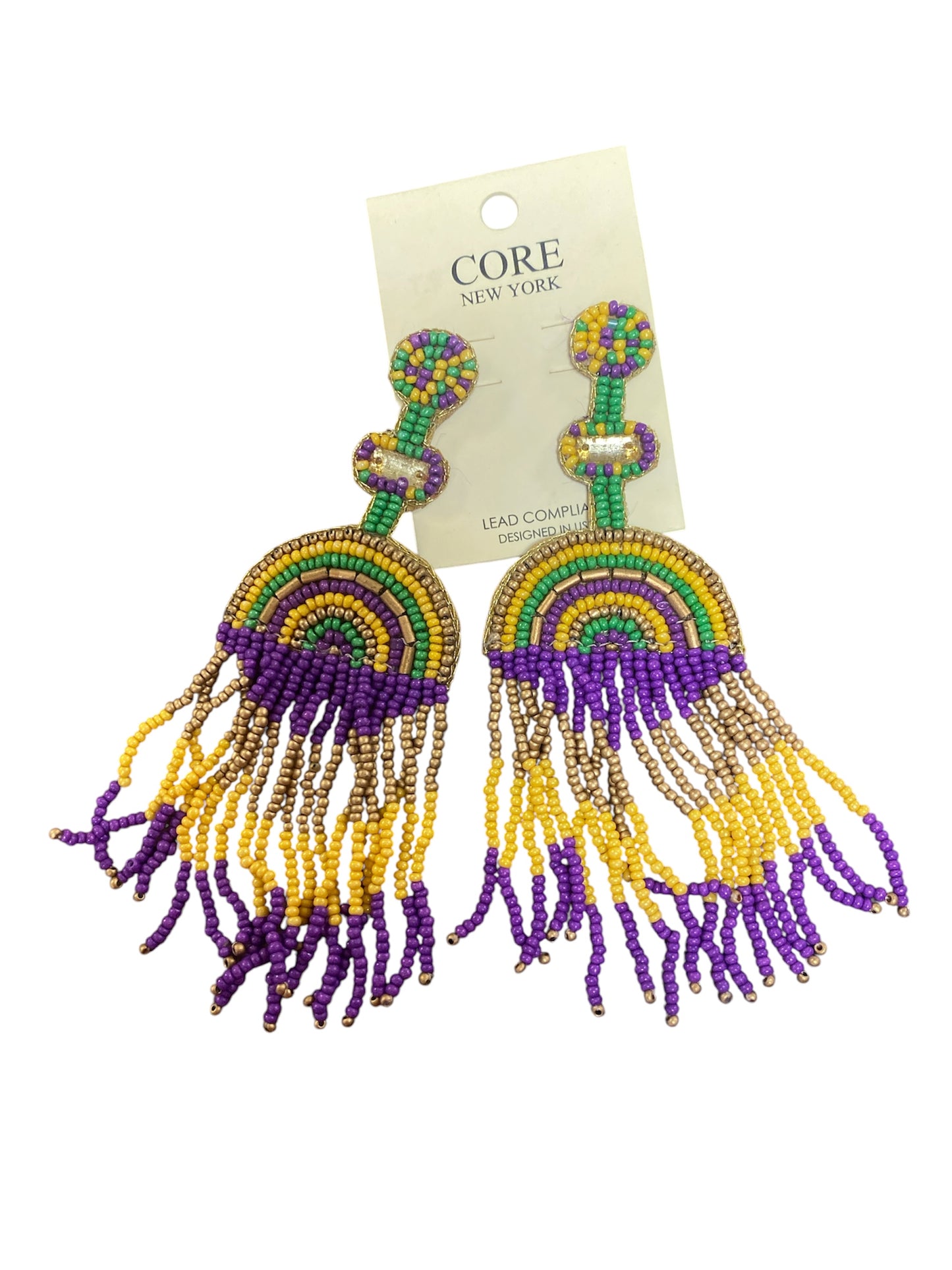 PGG Beaded Rainbow Tassel Earrings