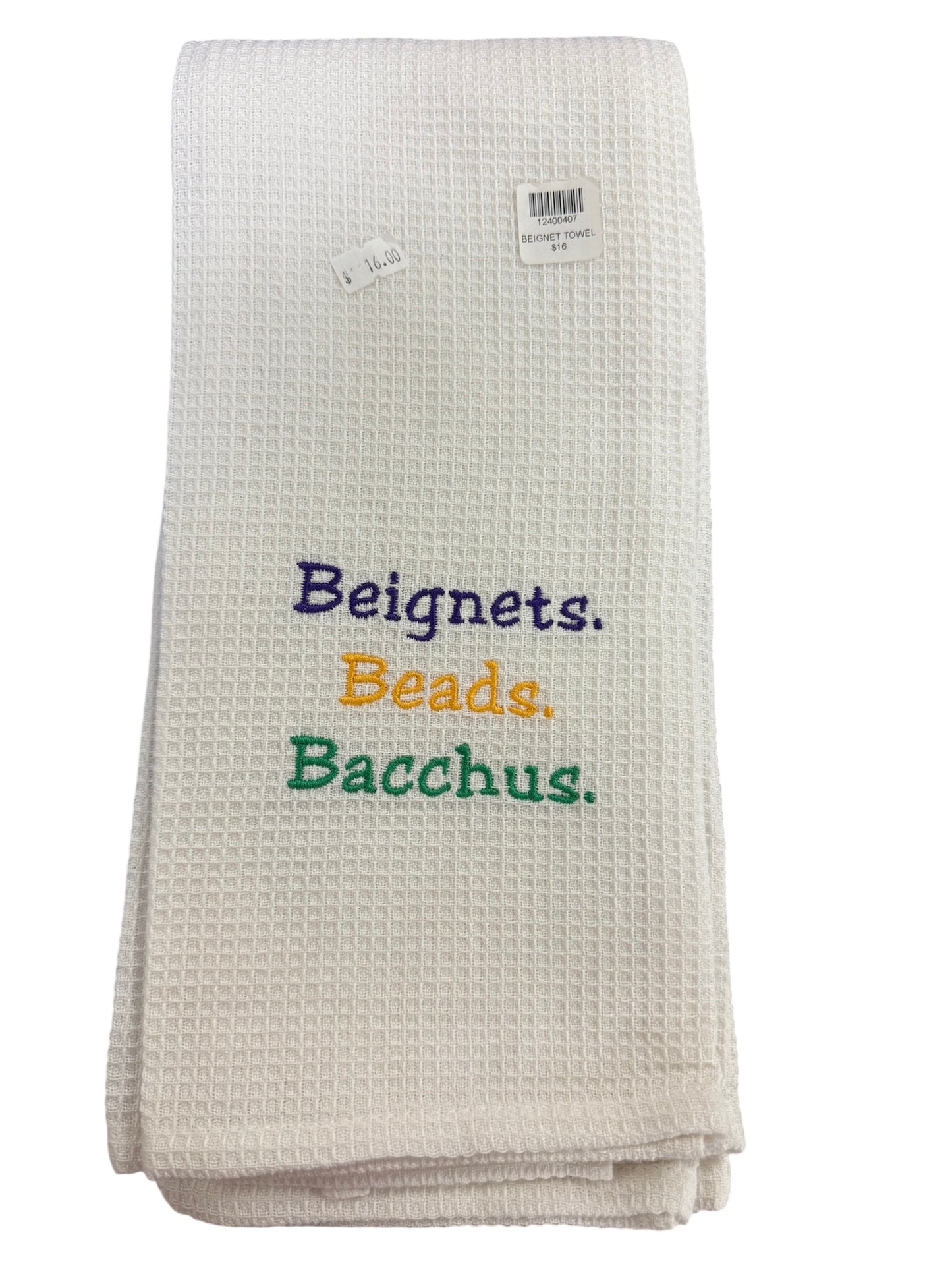 Beignets Beads Bacchus Embroidered Towel