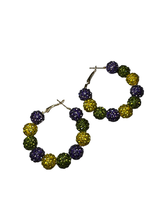Rhinestone Bead PGG Hoop Earrings