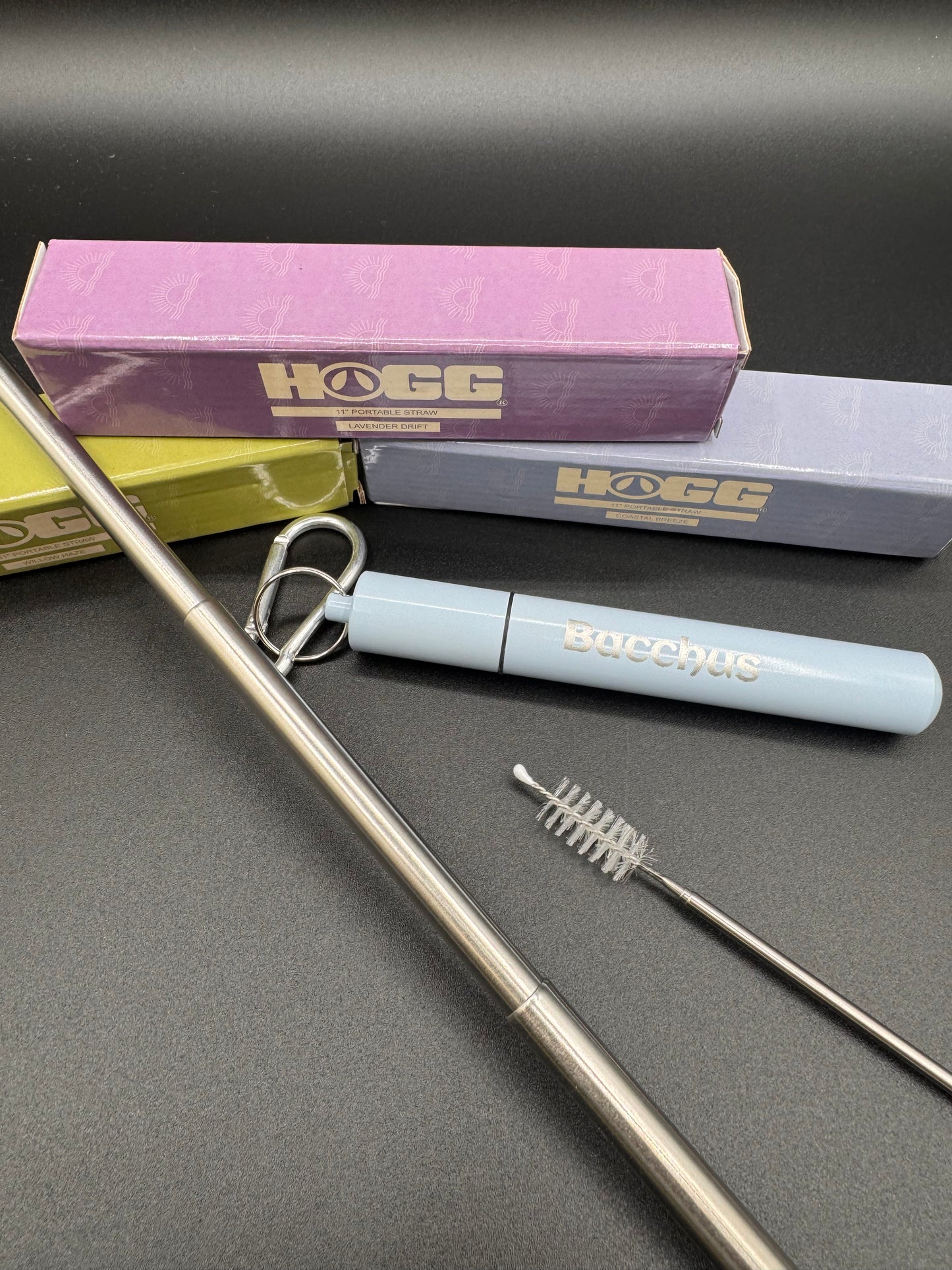 11in COLLAPSIBLE METAL STRAW - PORTABLE TRAVEL STRAW: Multiple Colors