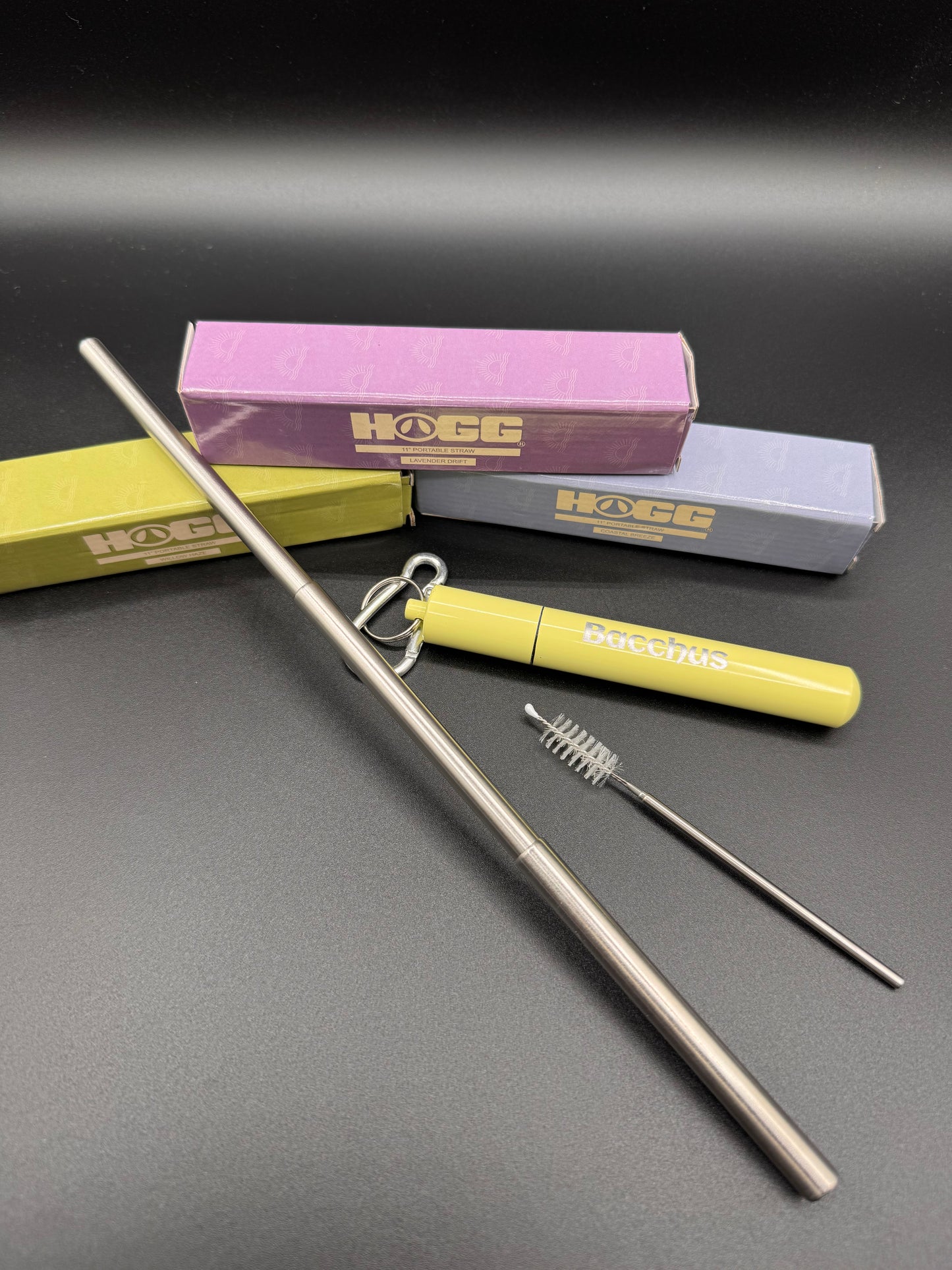 11in COLLAPSIBLE METAL STRAW - PORTABLE TRAVEL STRAW: Multiple Colors