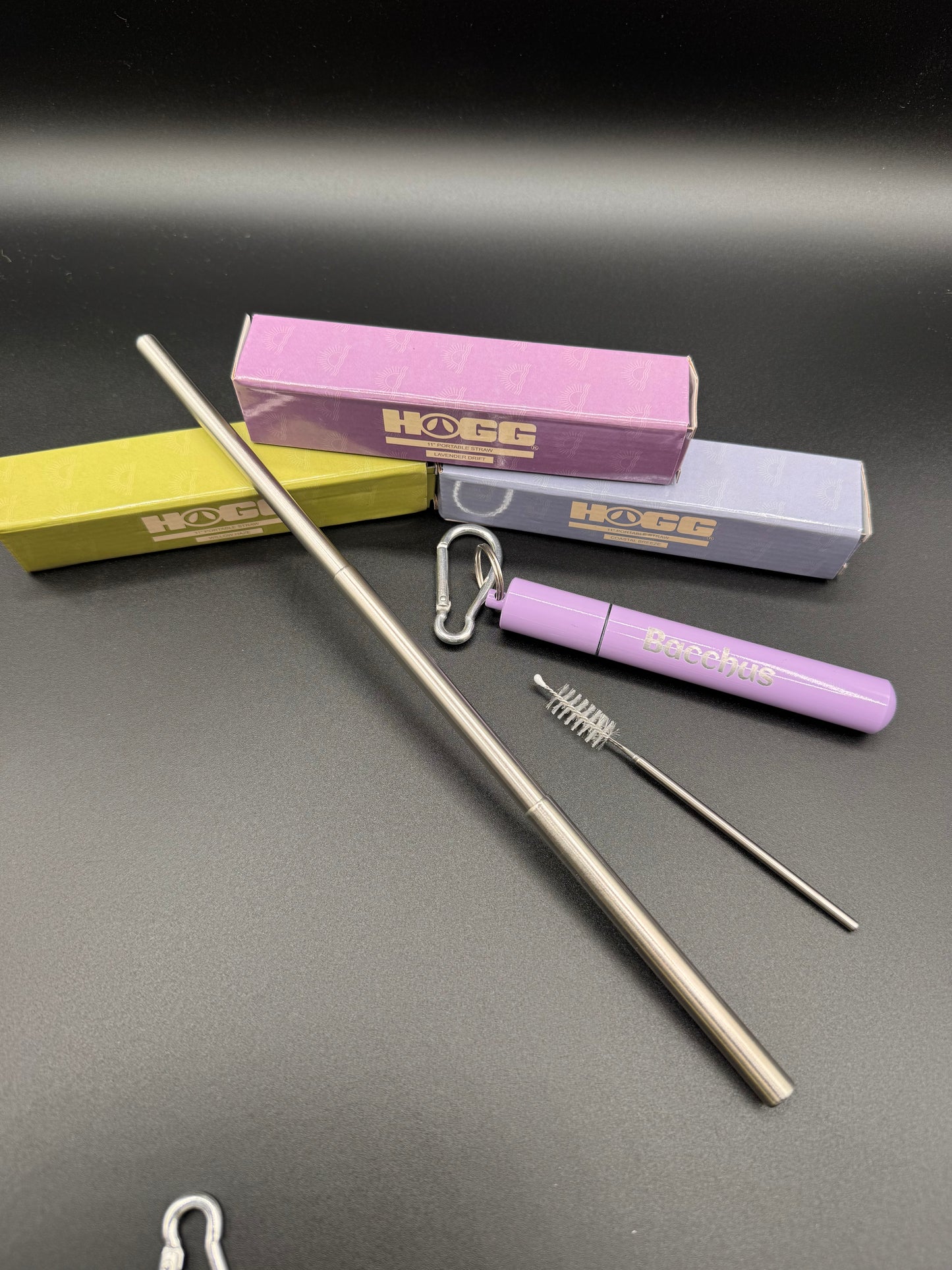 11in COLLAPSIBLE METAL STRAW - PORTABLE TRAVEL STRAW: Multiple Colors