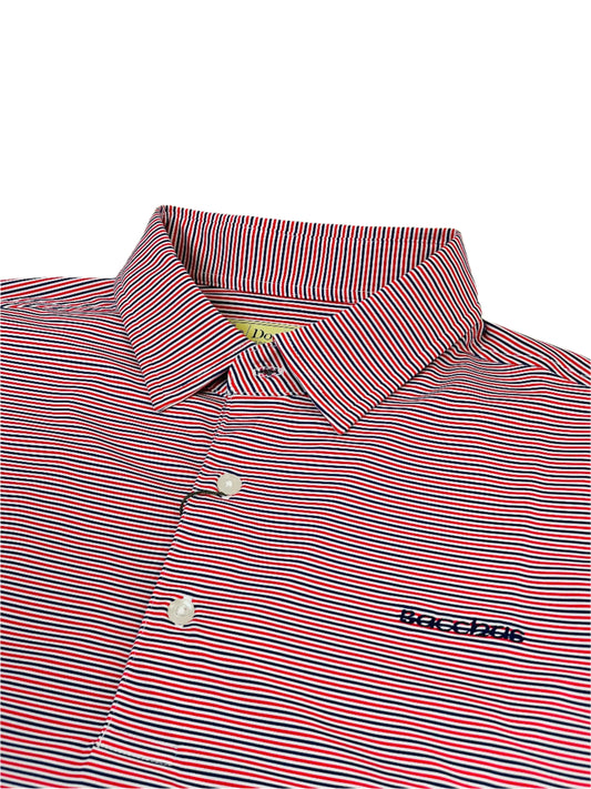 Donald Ross Sport Red, White & Blue Striped Golf Shirt